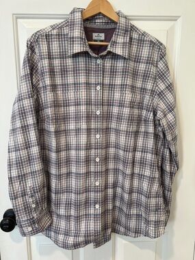 Women’s Plaid Button-Down Shirt in Blue & Purple